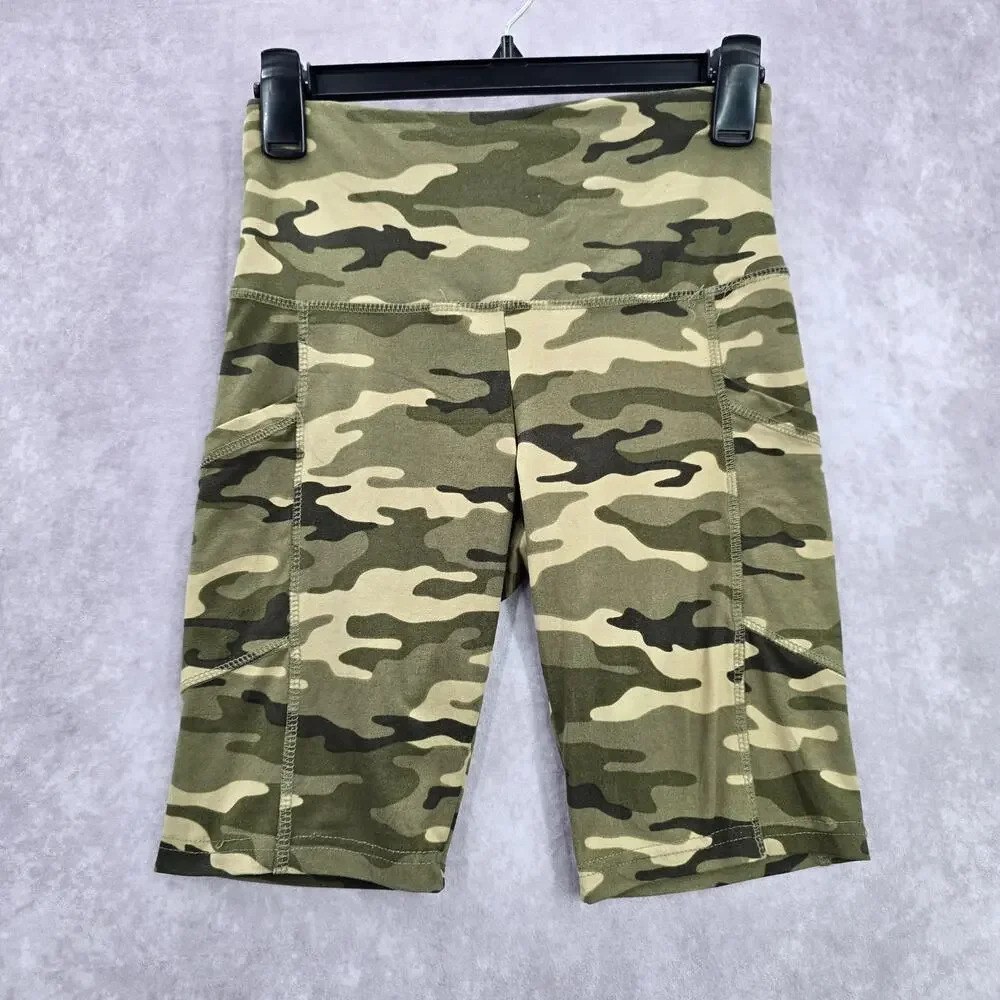 Saresa Green Camo‎ Army Biker Running Yoga Shorts Bottoms Pants S Small